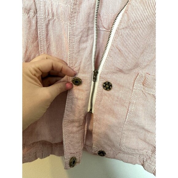 Caslon XS Linen Seersucker Utility Red/White Micro Stripe Jacket - Picture 10 of 10